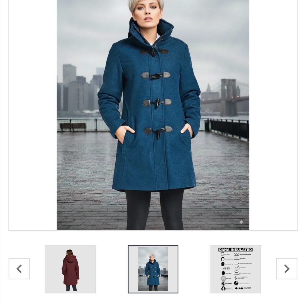 Mia Melon Dana Teal Hooded Toggle Rain Coat